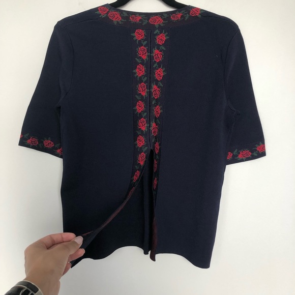 Club Monaco rose knit sweater navy womens - Picture 5 of 5